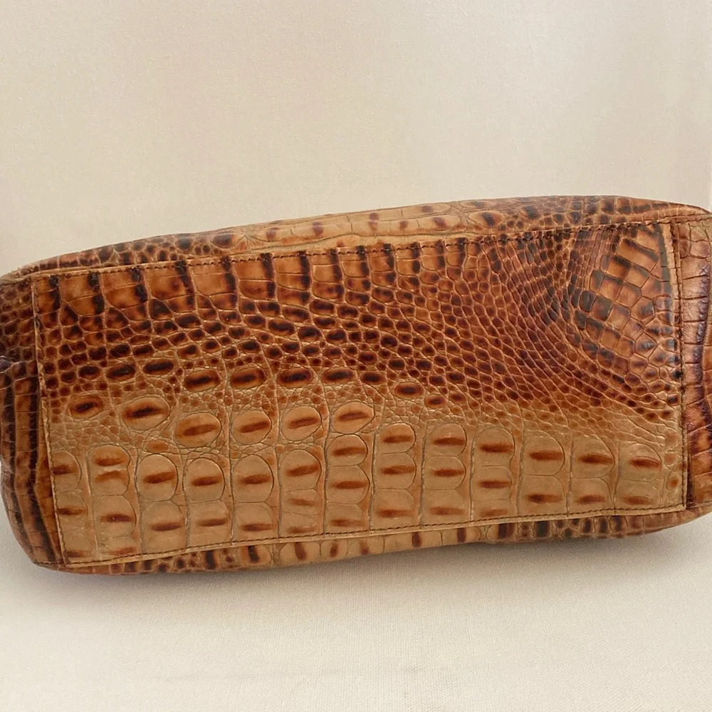 Brahmin Brown Crocodile Embossed toasted almond Shoulder Bag